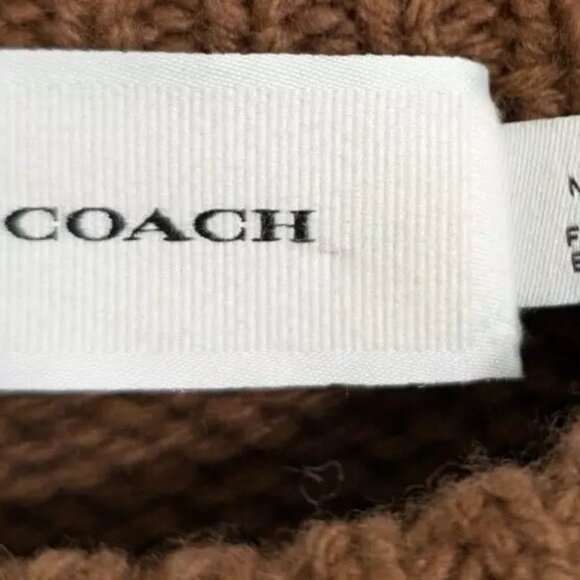 Coach penguin sweater womens  100% wool brown yellow fair isle intarsia ski - Picture 3 of 7